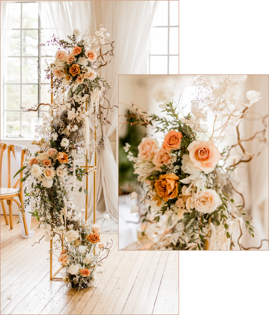 Floral design and creation by Winter and the Willows for a stunning wedding venue style